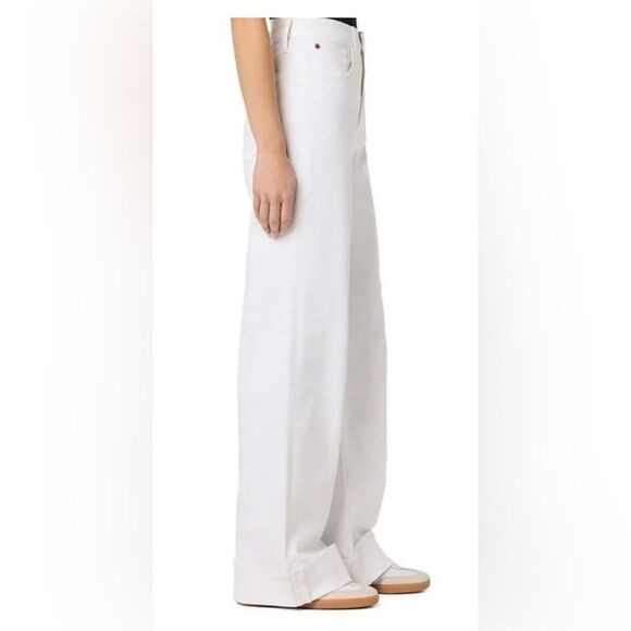 Hudson Jeans NEW Women's White Jolene High-rise Wide-leg Cuffed Jeans Size 29 - Picture 3 of 12